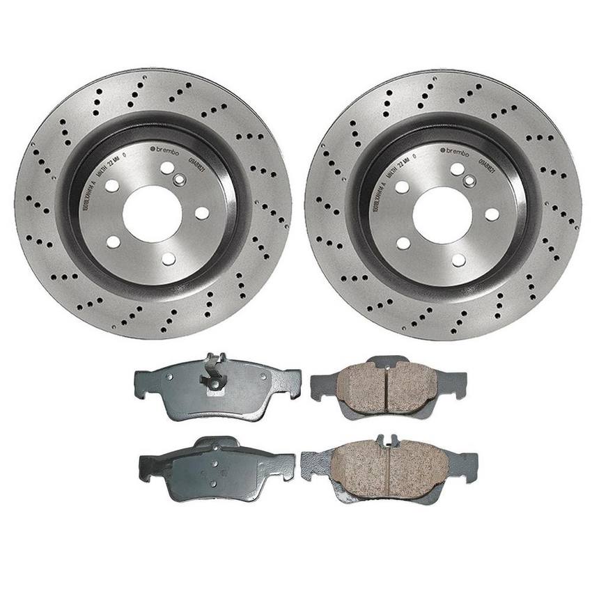 Mercedes Disc Brake Pad and Rotor Kit - Rear (320mm) (Ceramic) (EURO) 006420012064 - Akebono Euro Ultra-Premium 4119881KIT